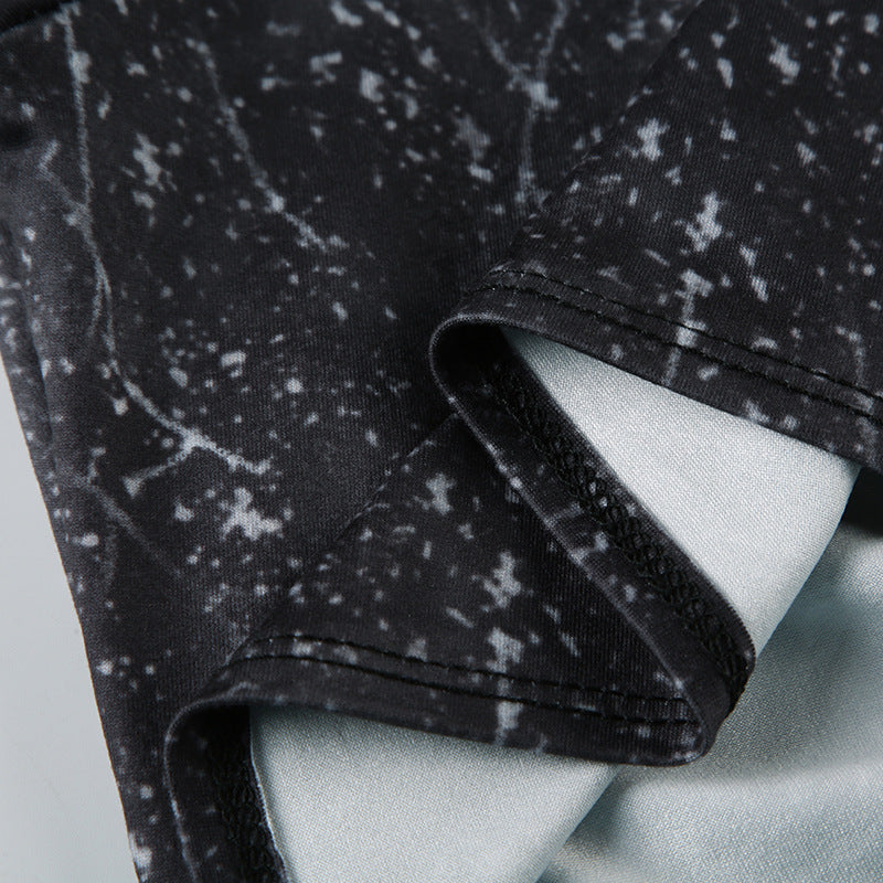 Sexy Women's Tie-Dye Print Short-Sleeved Lace-Up Crop Top Pleated A-Line Skirt Casual Two-Piece Set 17