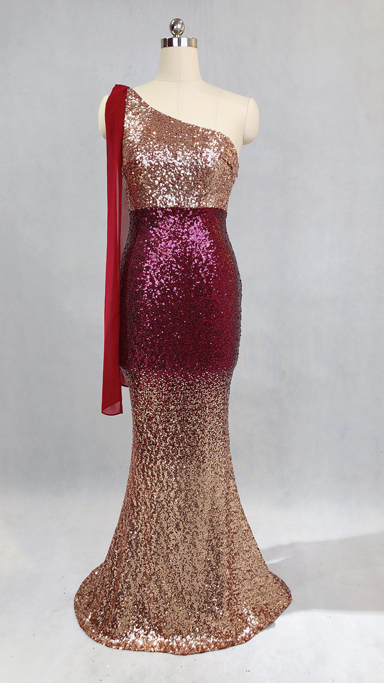Women Gradient Sequins Formal Party Maxi Mermaid Evening Dress 14