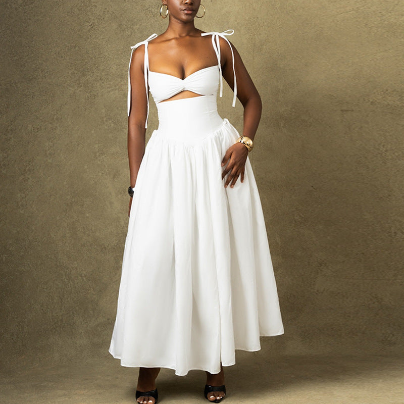 Women's Fashion Solid Color Dress Strap A-Lin Dress 5