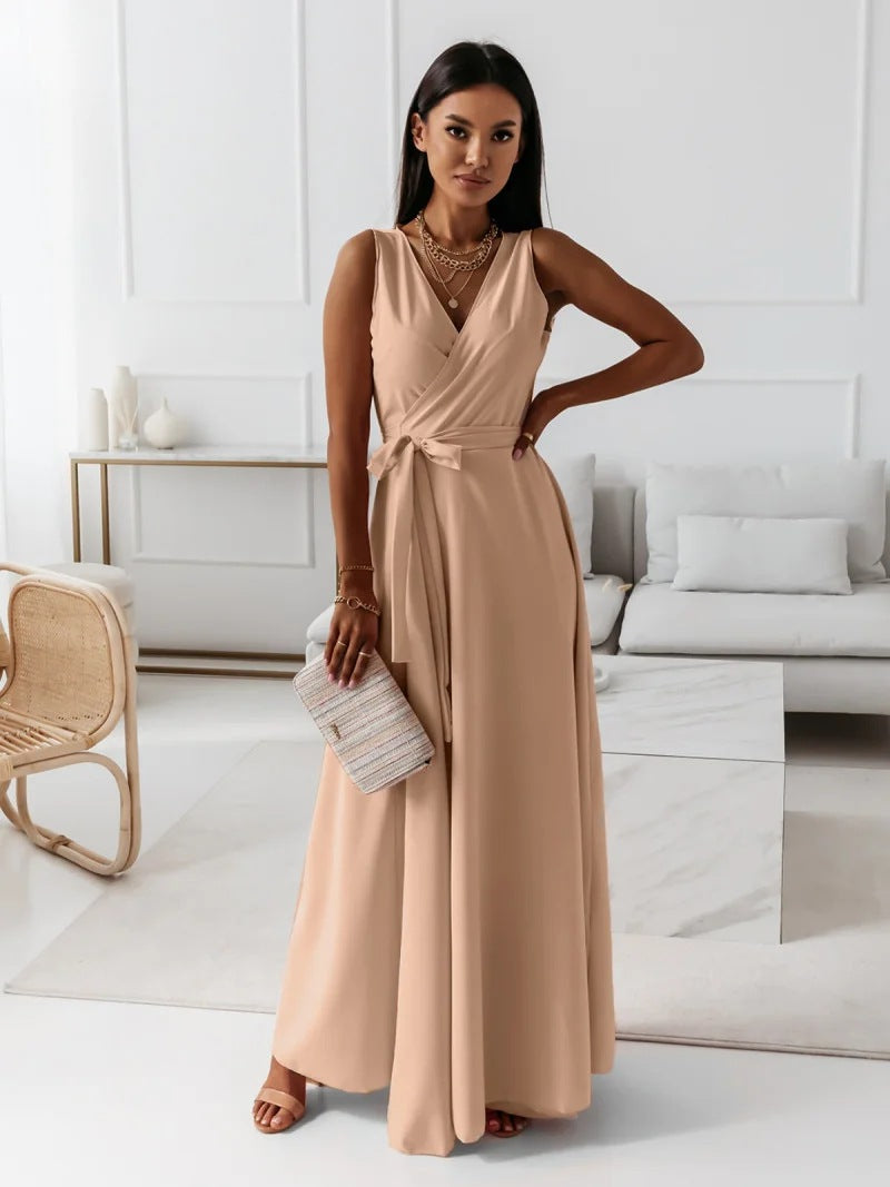 Women Solid V-Neck Maxi Dress 7