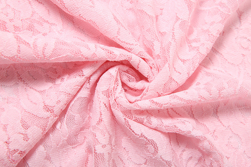 Summer Fashion Chic Elegant Lace Patchwork Halter Neck Slit Long Dress 26