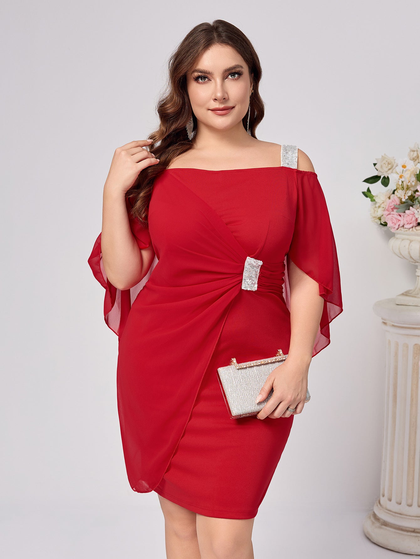 Plus Size Women Sleeve Strap Dress 7