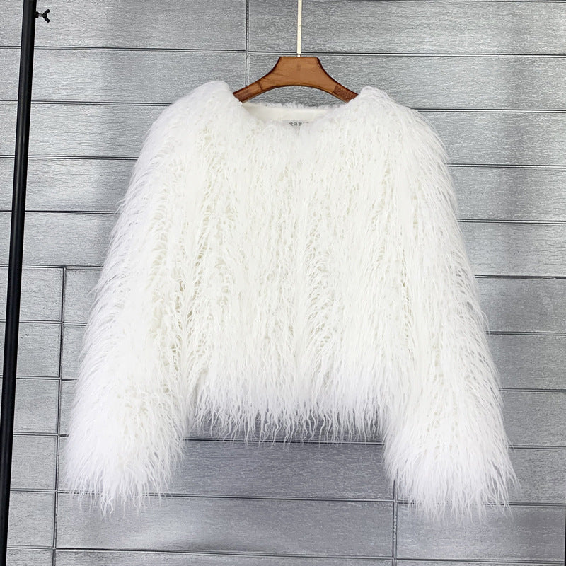Fur Coat Solid Color Ladies Cropped Coat