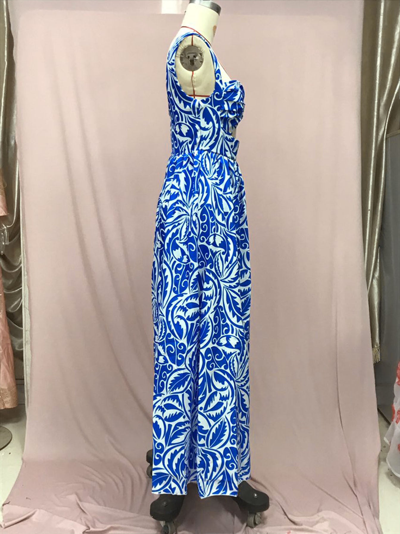 Women Summer Sexy Halter Print Slit Maxi Dress 7