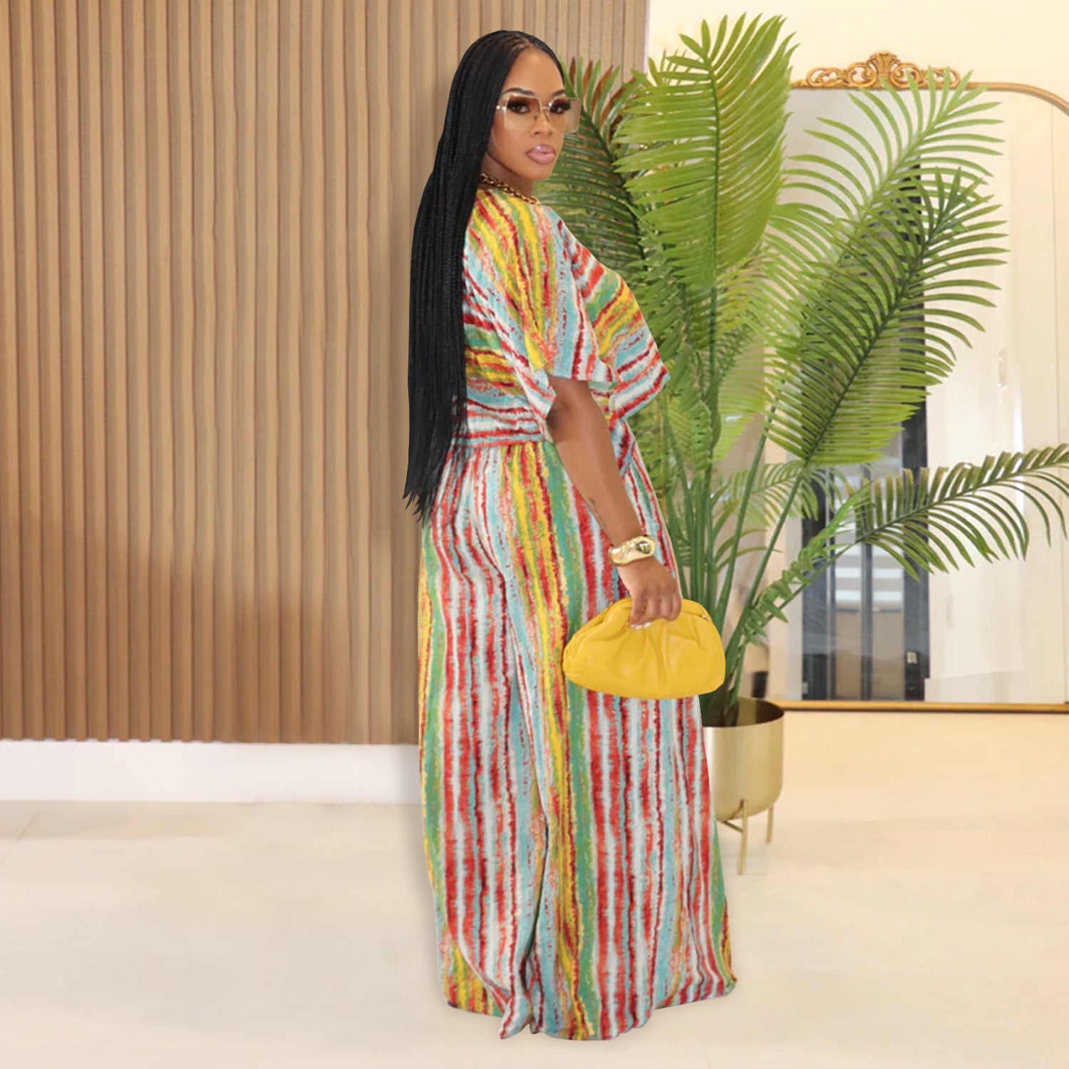 Women Casual Striped Top and Pants Two-Piece Set 3