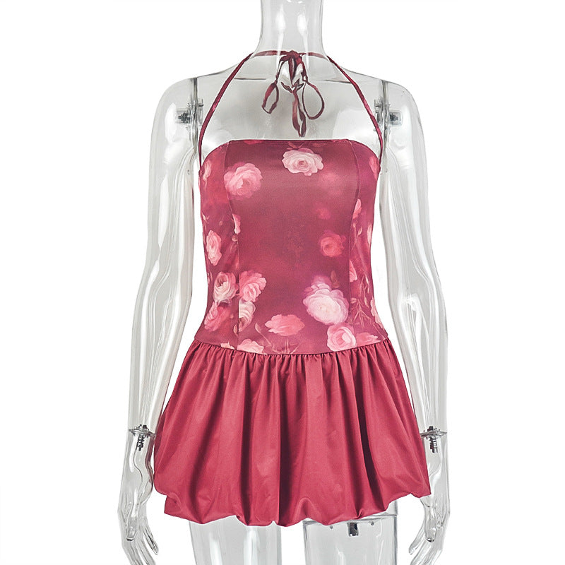 Women Pleated Off-Shoulder Halter Neck Dress 6