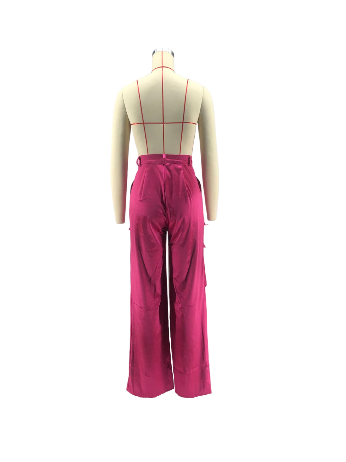 Women Casual Zipper Solid Pocket Zipper Trousers 22