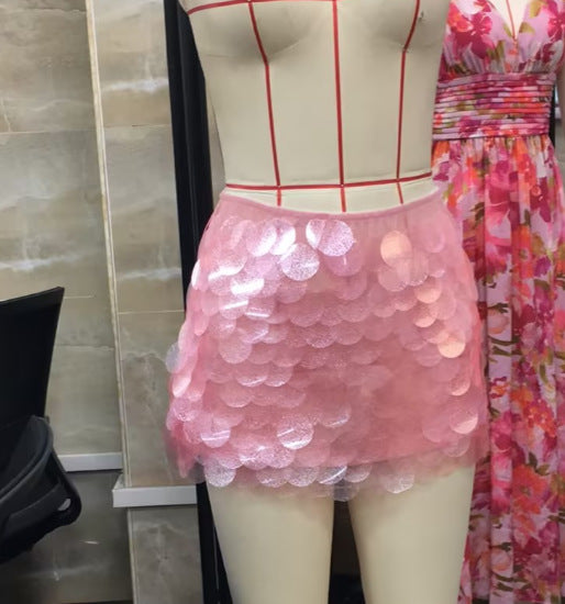 Glitter Sexy Solid Color Short Sequin Mini Skirt 12