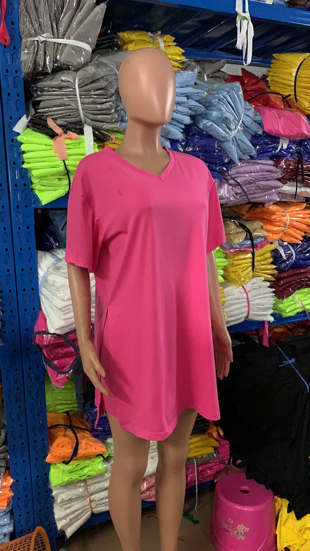 Women Summer Solid Slit Short Sleeve Top and Shorts Two-piece Set 16