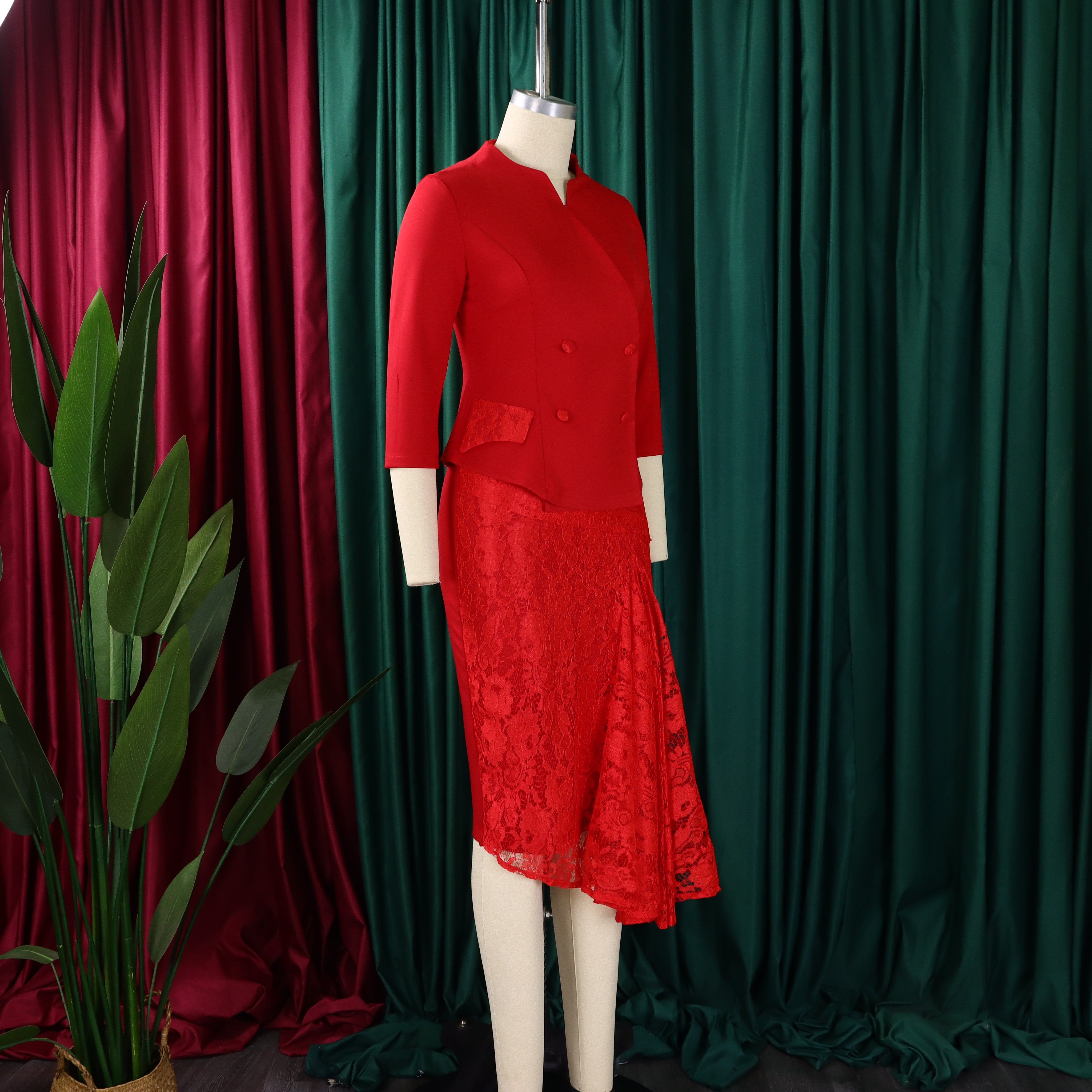 Women Spring Lace Patchwork African Dress 9