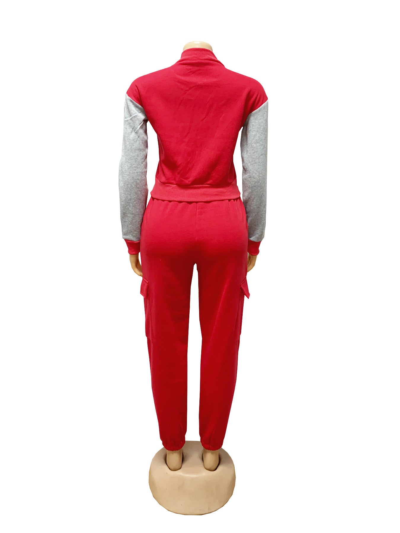 Women Casual Letter Printed Contrast Color Long Sleeve Zipper Top and Pants Two Piece Set 12