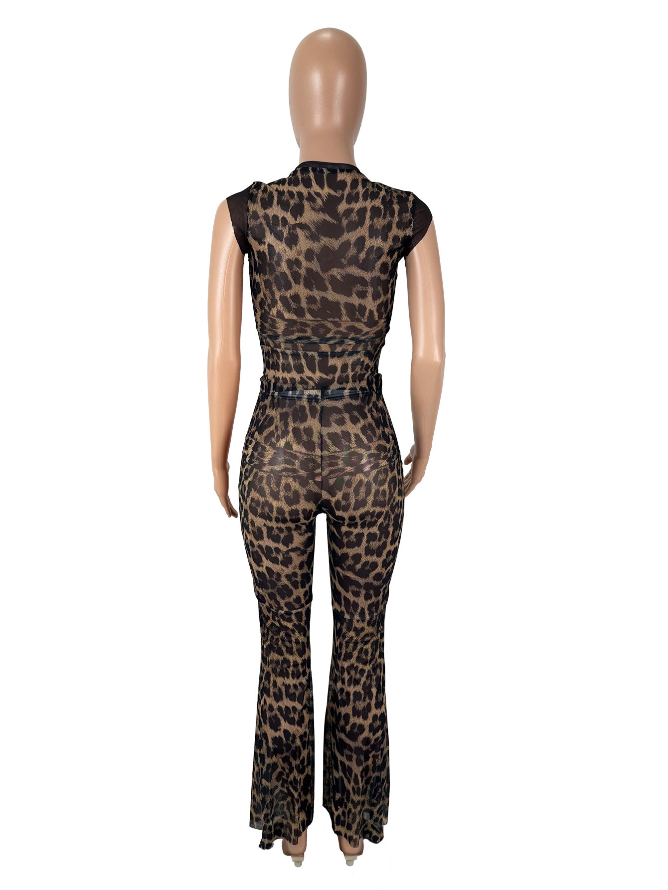 Women sexy trendy leopard print top and pants two piece set 4