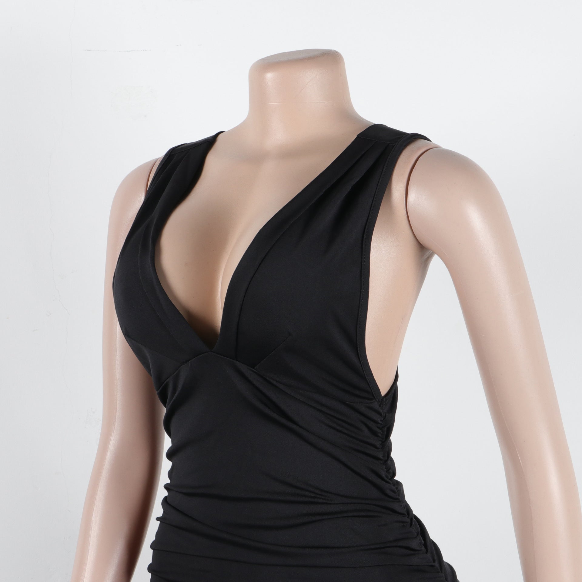Sexy slim deep V neck sleeveless nightclub dress 55
