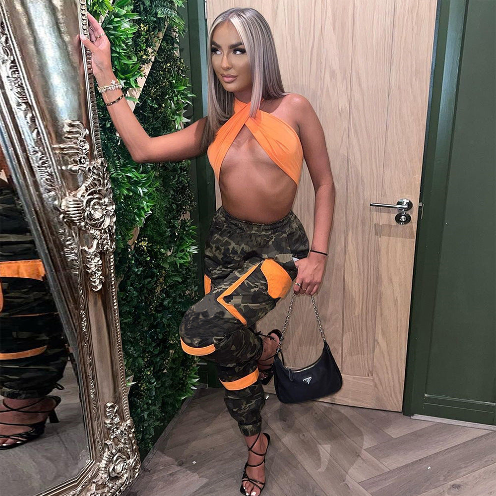 Spring Women's Street Fashion Contrast Color Pocket Camouflage Pants For Women 7