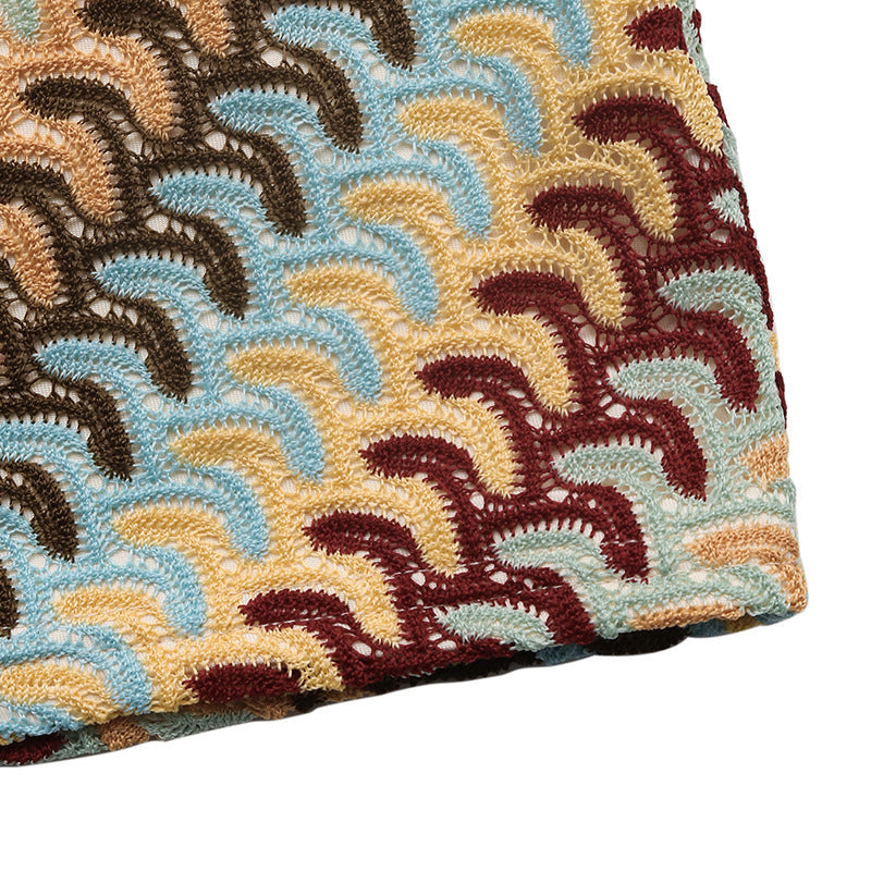 Summer Open-Waist Striped One-Shoulder Hollow Sleeveless  Mini Dress 10