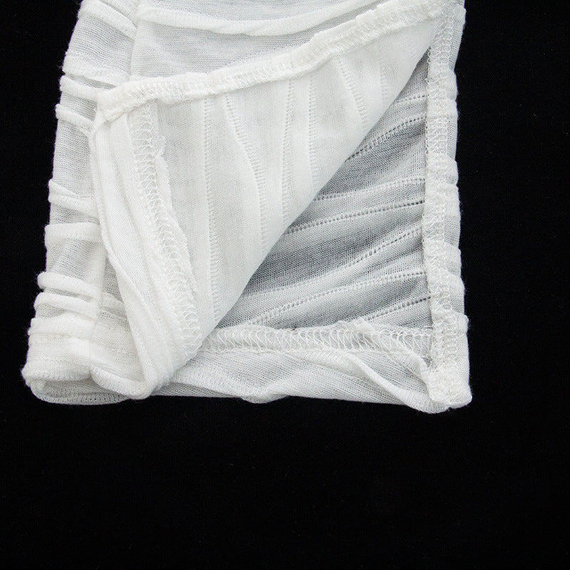 Women Autumn Solid Lace-up Wavy Stripe Crop Top and Pants Two-piece Set 15