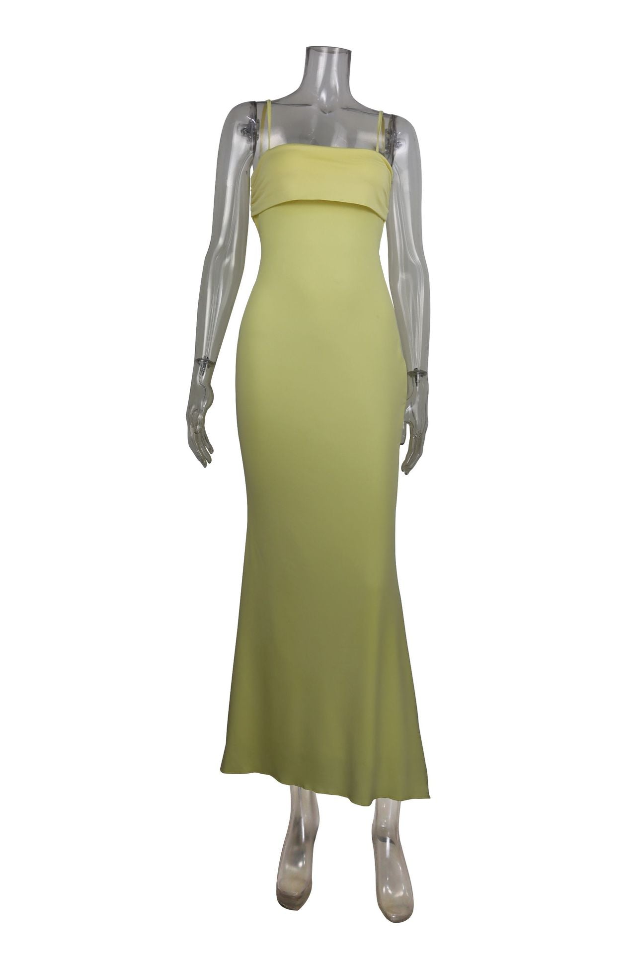 Spring sexy Low Back Strap solid color slim-fitting long dress 10