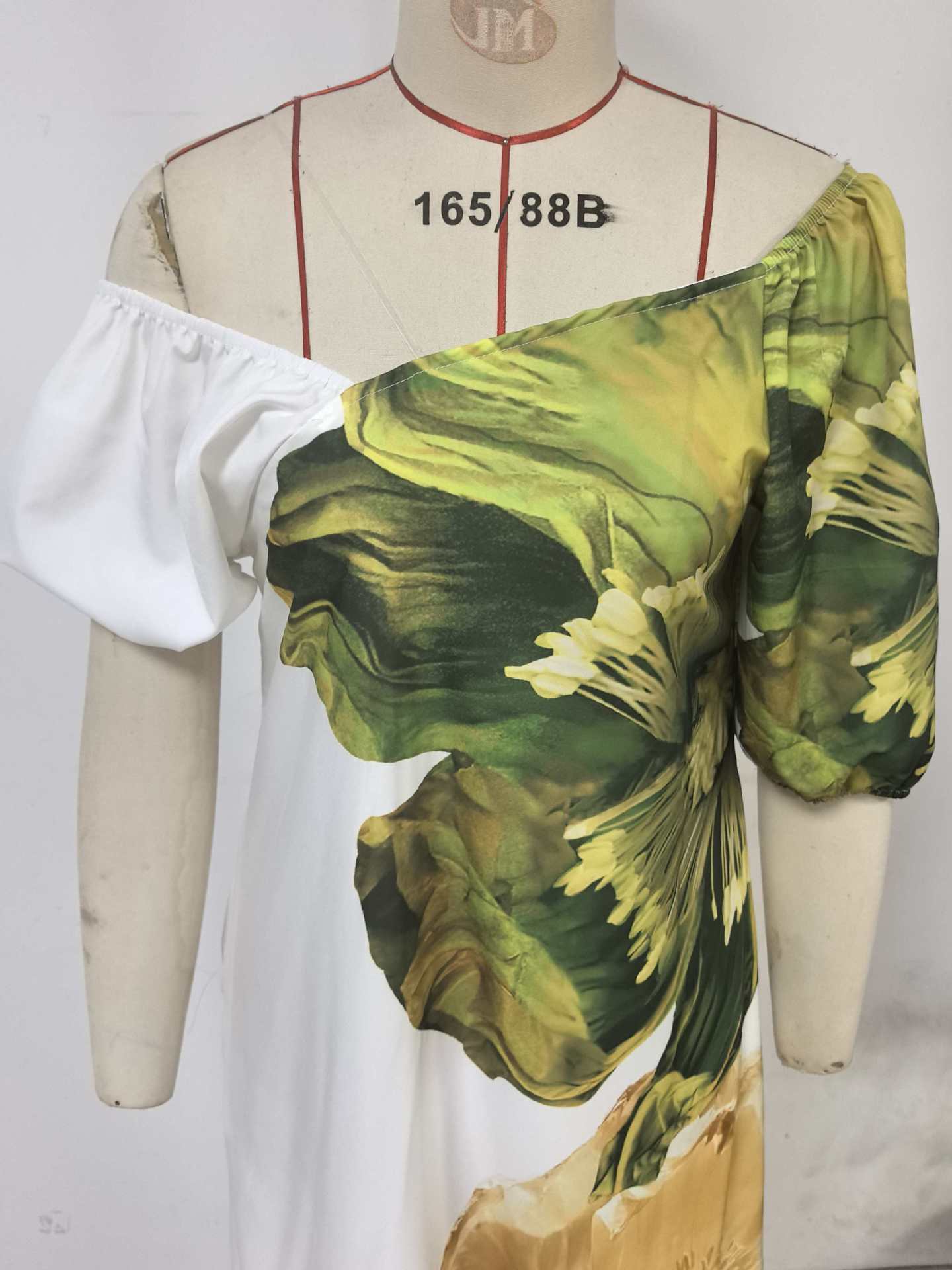 Women Spring/Summer Slash Shoulder Print Casual Holiday Dress 14