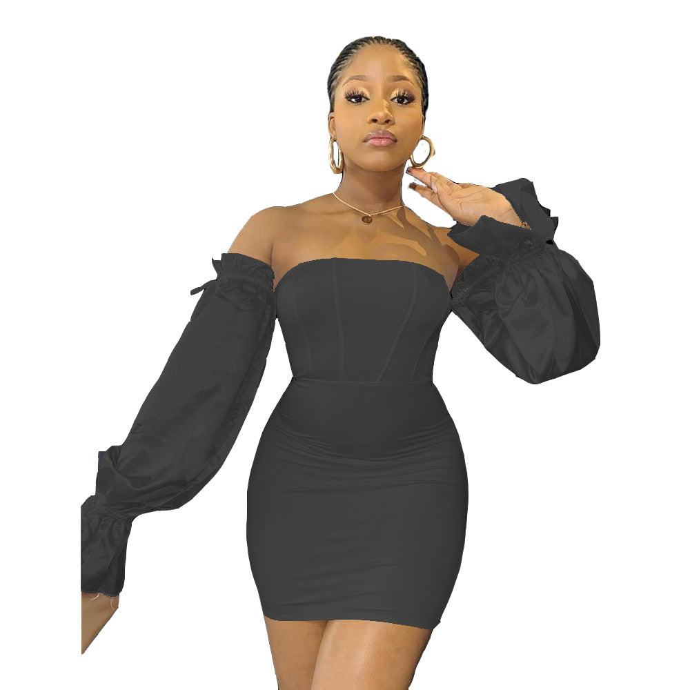 Women's Patchwork Long Sleeve Lace-Up Dress 7