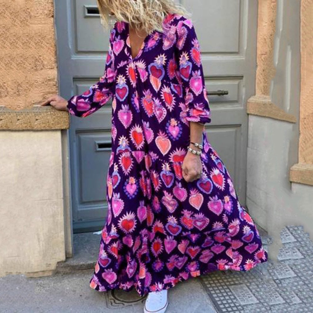 Plus Size Loose Fashion Print Plus Size Women's Autumn And Winter Dress 7