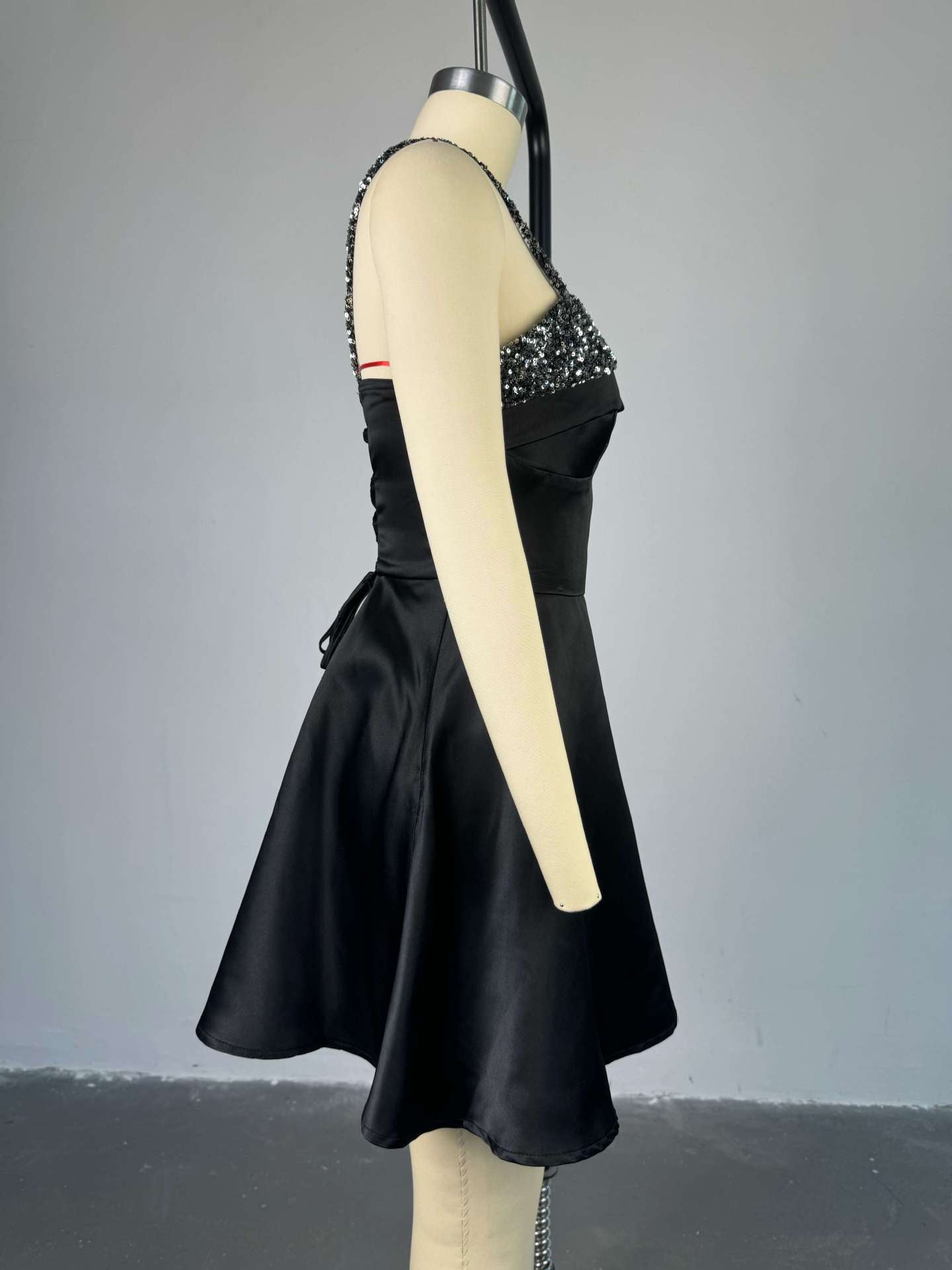 Women Fall Elegant Sequin Patchwork Strapless Strap Dress 7