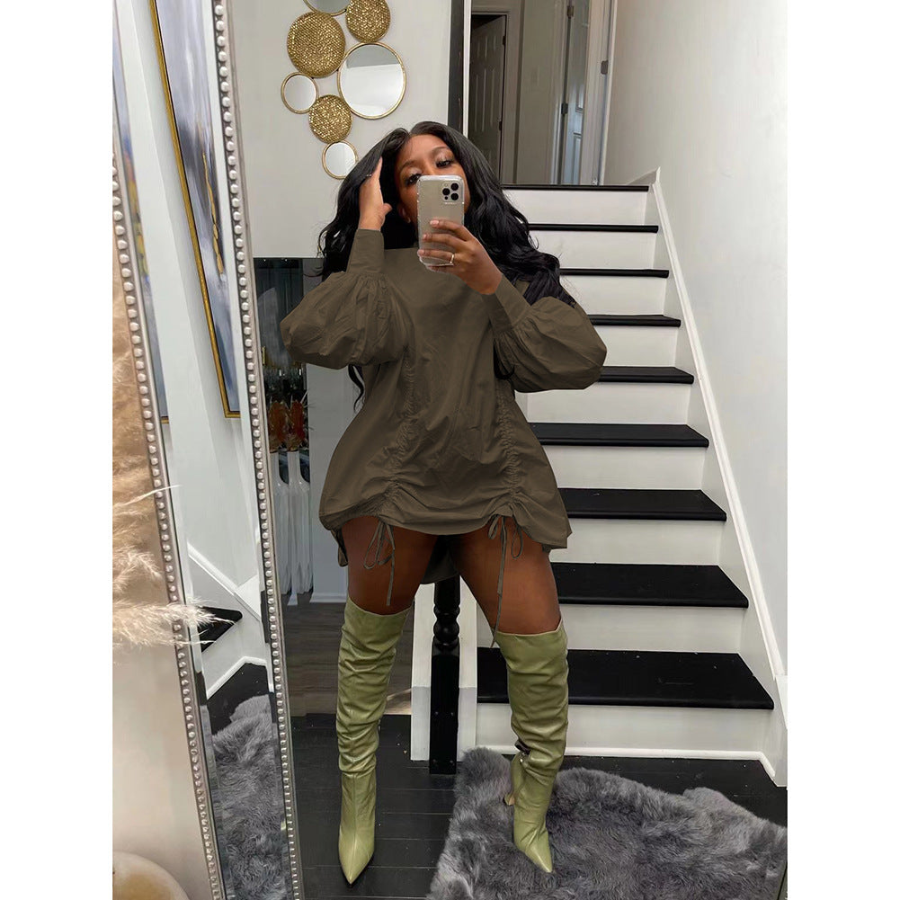 Women Casual Loose Shirt Pleated Dress 3