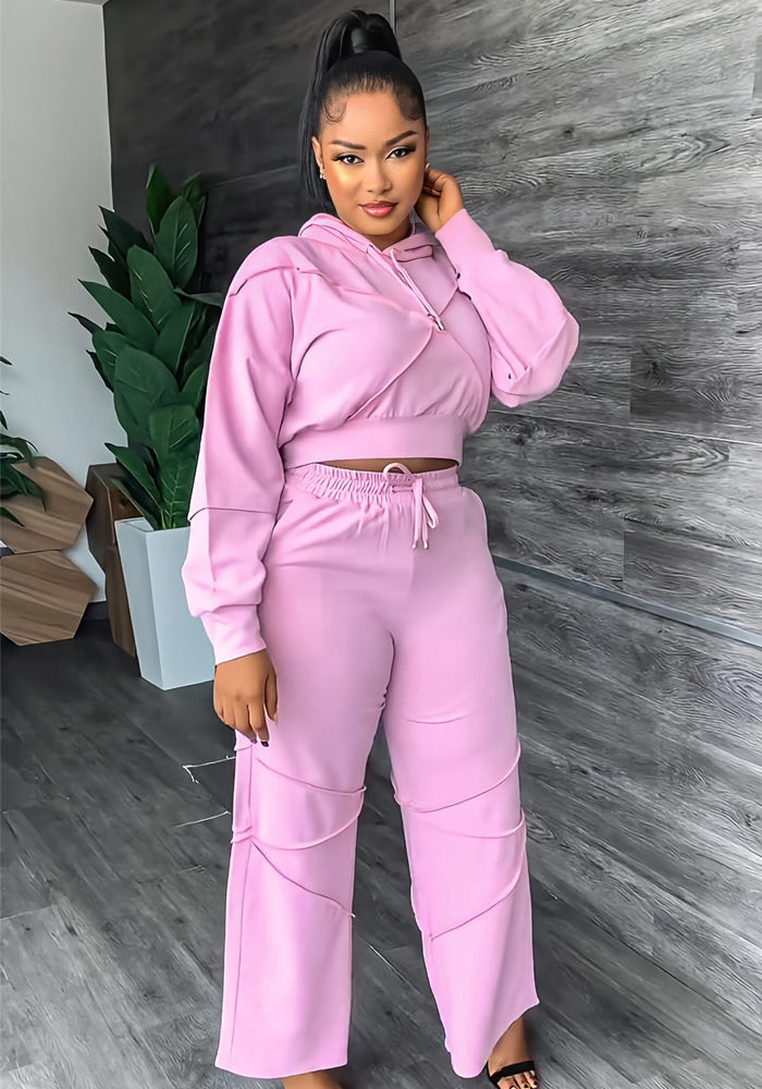 Fashion Sports Hooded Fall Winter Straight Casual Trousers Two Piece