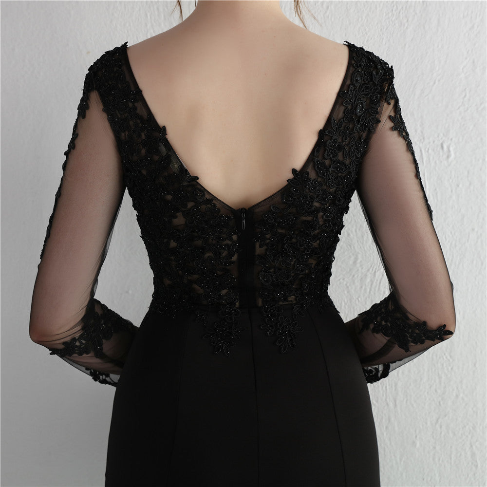 Autumn Occasional Formal Lace Upper V-Neck Mermaid Evening Dress 38