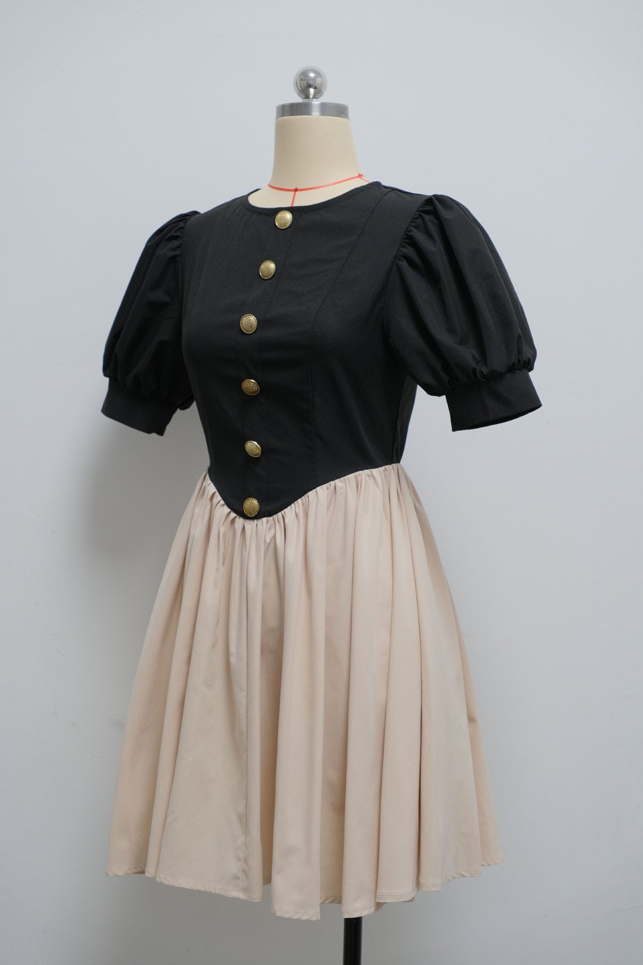 Women Summer Princess Sleeve Button Pleated Dress 8