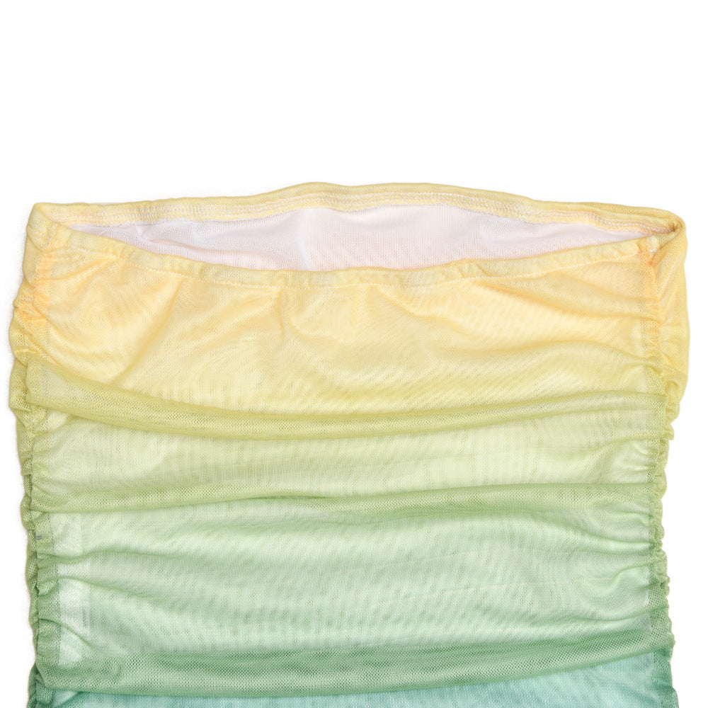 Women Mesh Gradient Off Shoulder Strapless Backless Dress 24