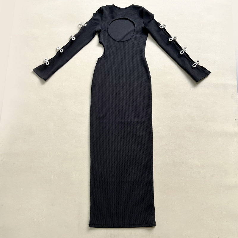 Women Bow Hollow Long Dress 17