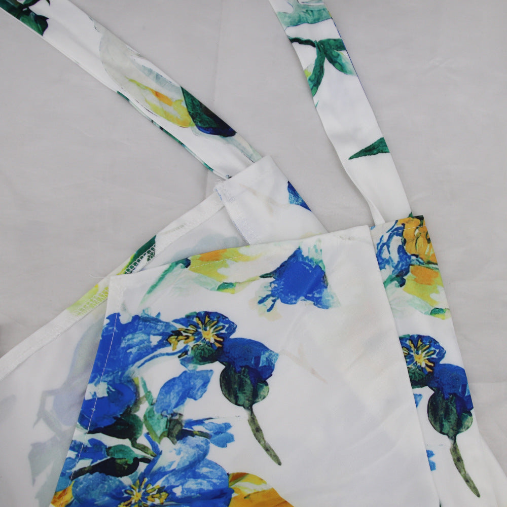 Women summer printed short-sleeved crop Top and slit Skirt sexy two-piece set 30