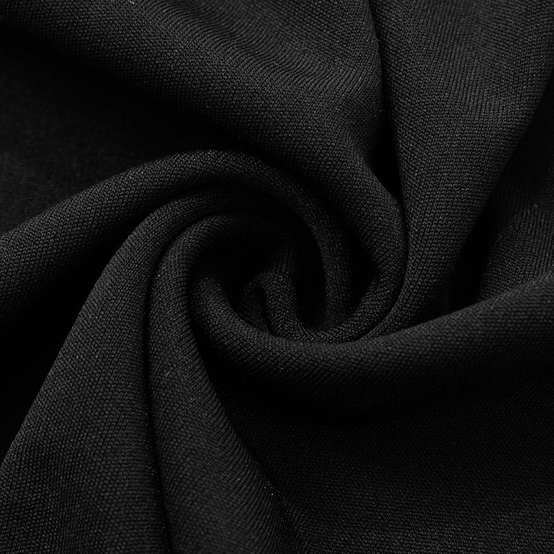 Women's summer fashion hollow solid color Patchwork Round Neck short sleeve slim dress 15