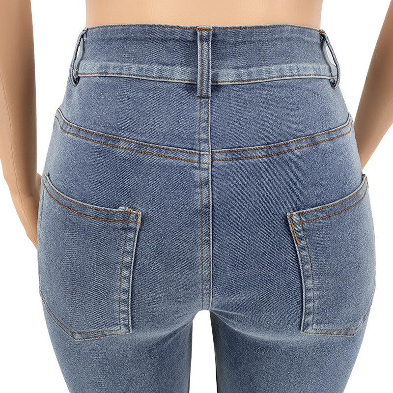 Women's Summer Lace-Up Sexy Denim Pants 19