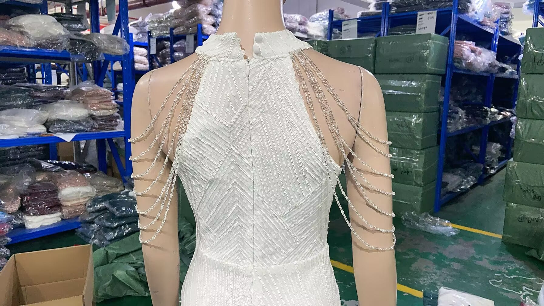 Deep V-Neck Sequined Fishtail Dress Sexy Evening Party Gown 32