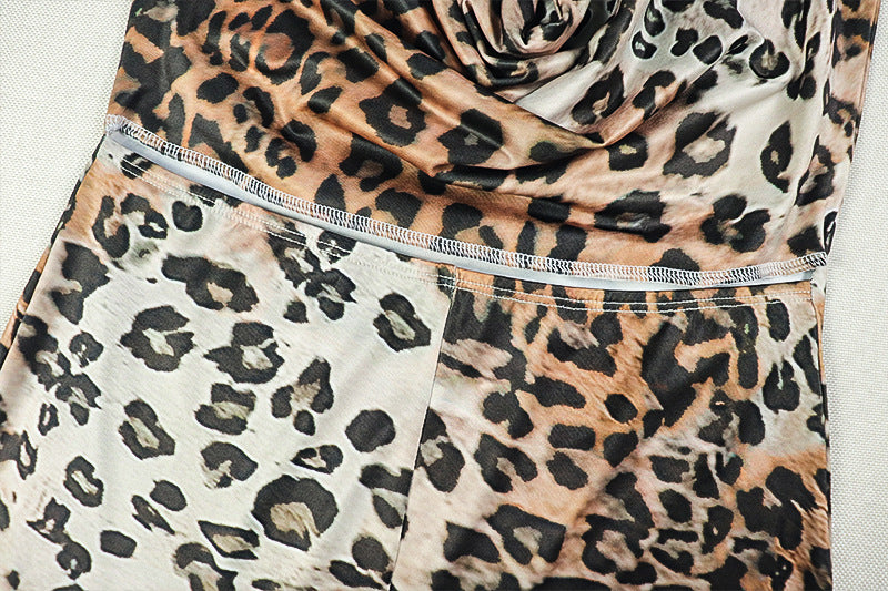 Women's Leopard Print Deep V-Neck Sleeveless Low Back Long Dress 13