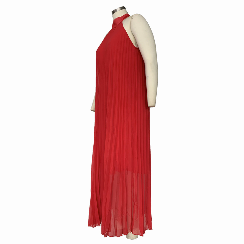 Women Pleated Loose Sleeveless Dress 22