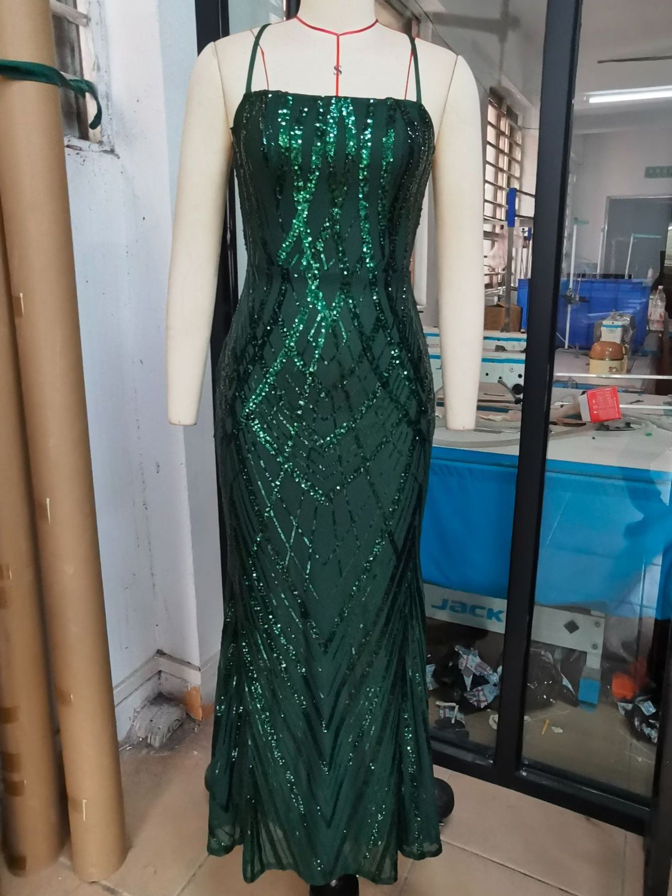 Women sexy sequin Backless Strap Dress 8