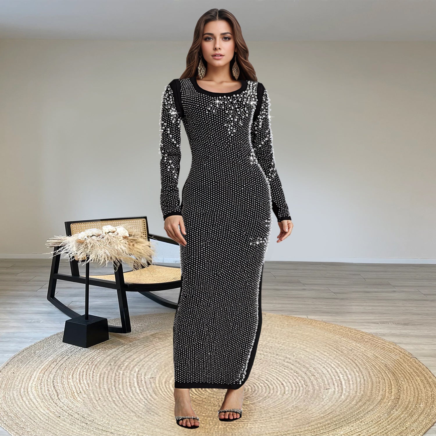 Women Beaded bubble beads elegant dress 3