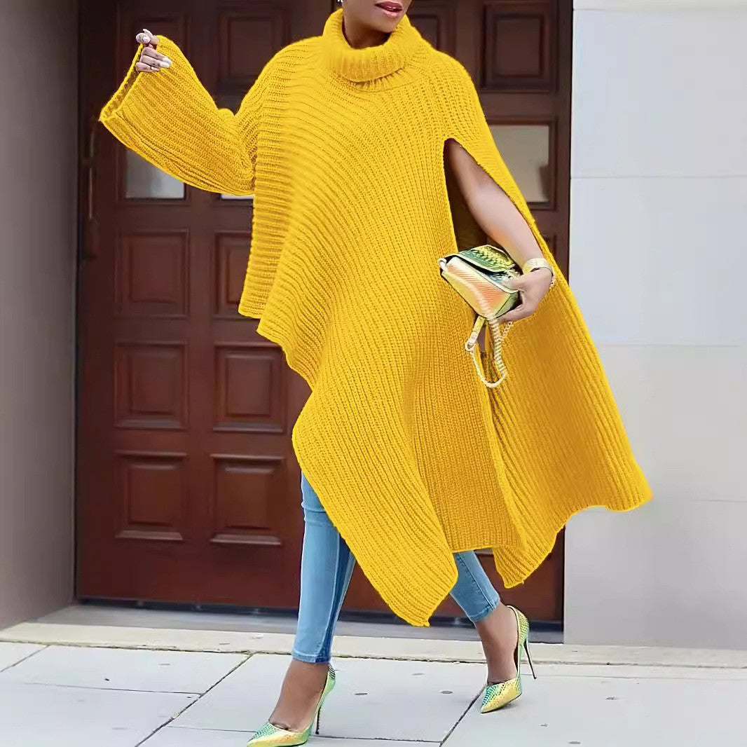 Autumn Winter Women's Solid Color Turtleneck Pullover Fashion Loose Sweater