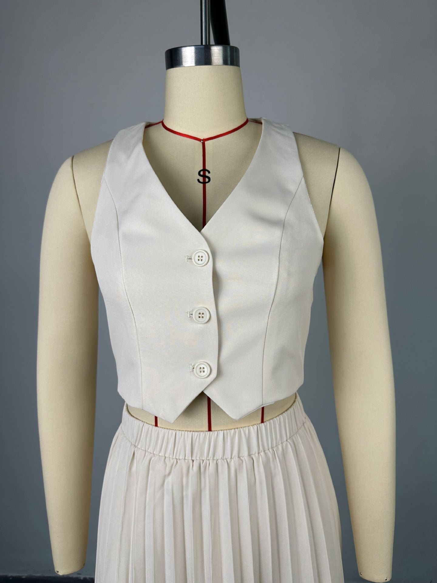 Women Summer Solid Halter Neck Vest And Skirt Casual Two-piece Set 9