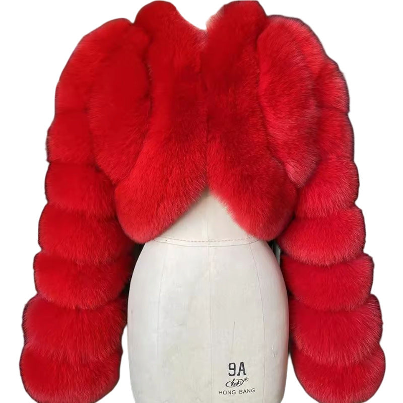 Faux Fur Coat Fox Fur Short Patchwork Winter Warm Top Jacket 15