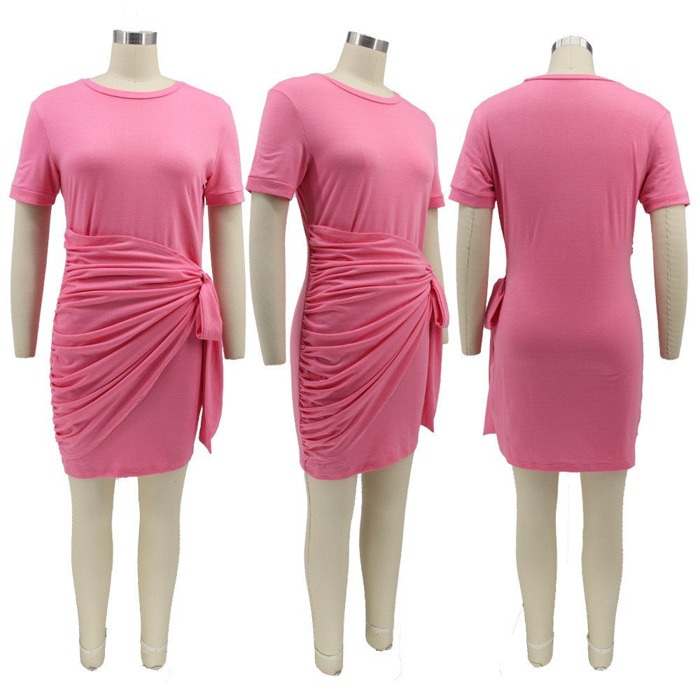 Spring Summer Slim Fit Sexy Tied Pleated Women's Dress 4