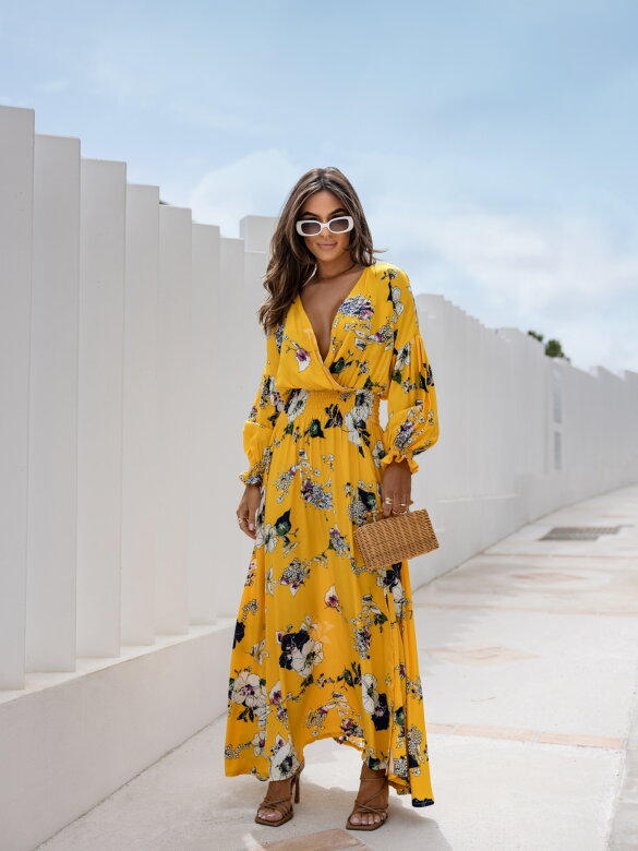 Autumn Fashionable Long Sleeve V-Neck Printed Dress 24