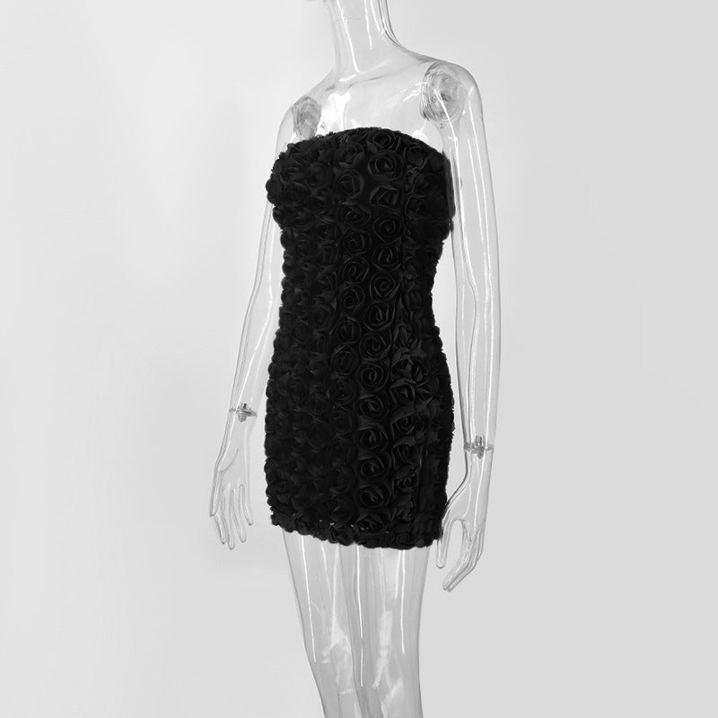 Women Sexy Floral Strapless Bodycon Dress 12
