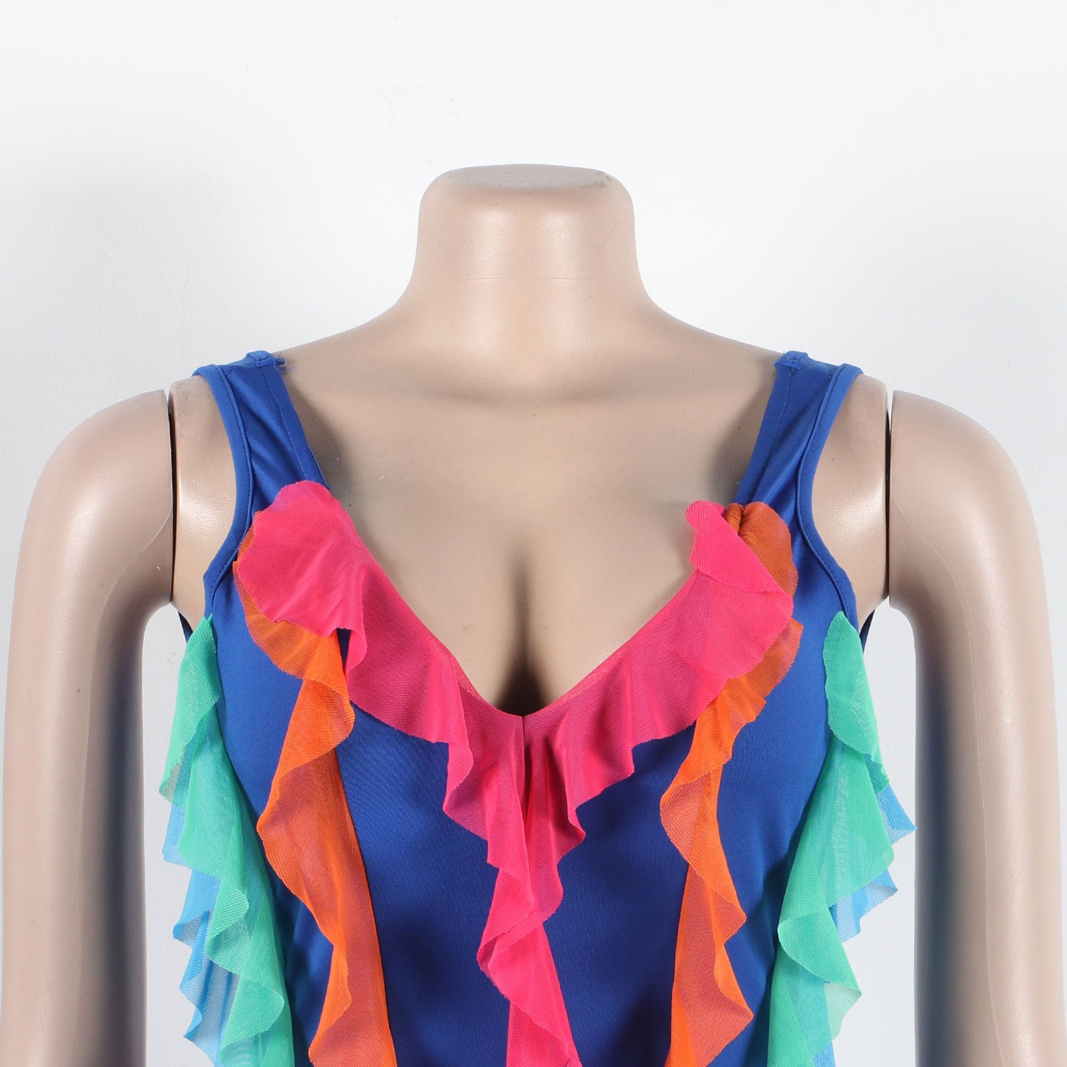 Women Contrasting Ruffles Line Irregular Mini Dress 30