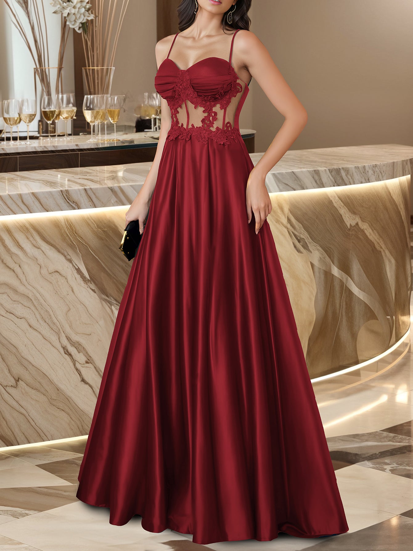 Elegant Strapless Floor-Length Gown Formal Party Chic Evening Dress