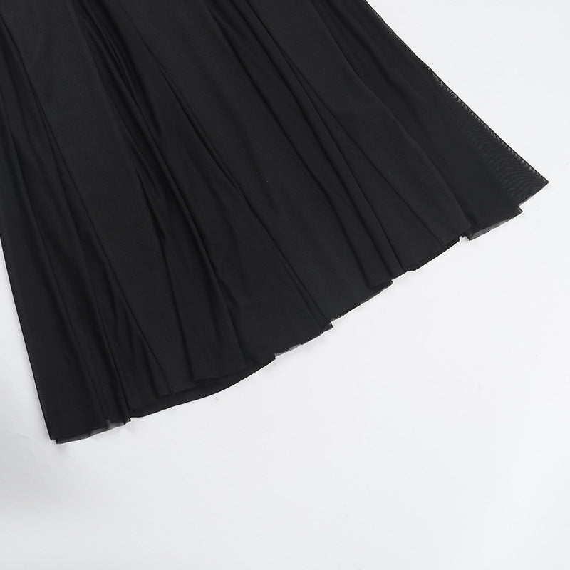 Autumn Fashion Sexy Slim Fit Strapless Mesh Long Dress 10