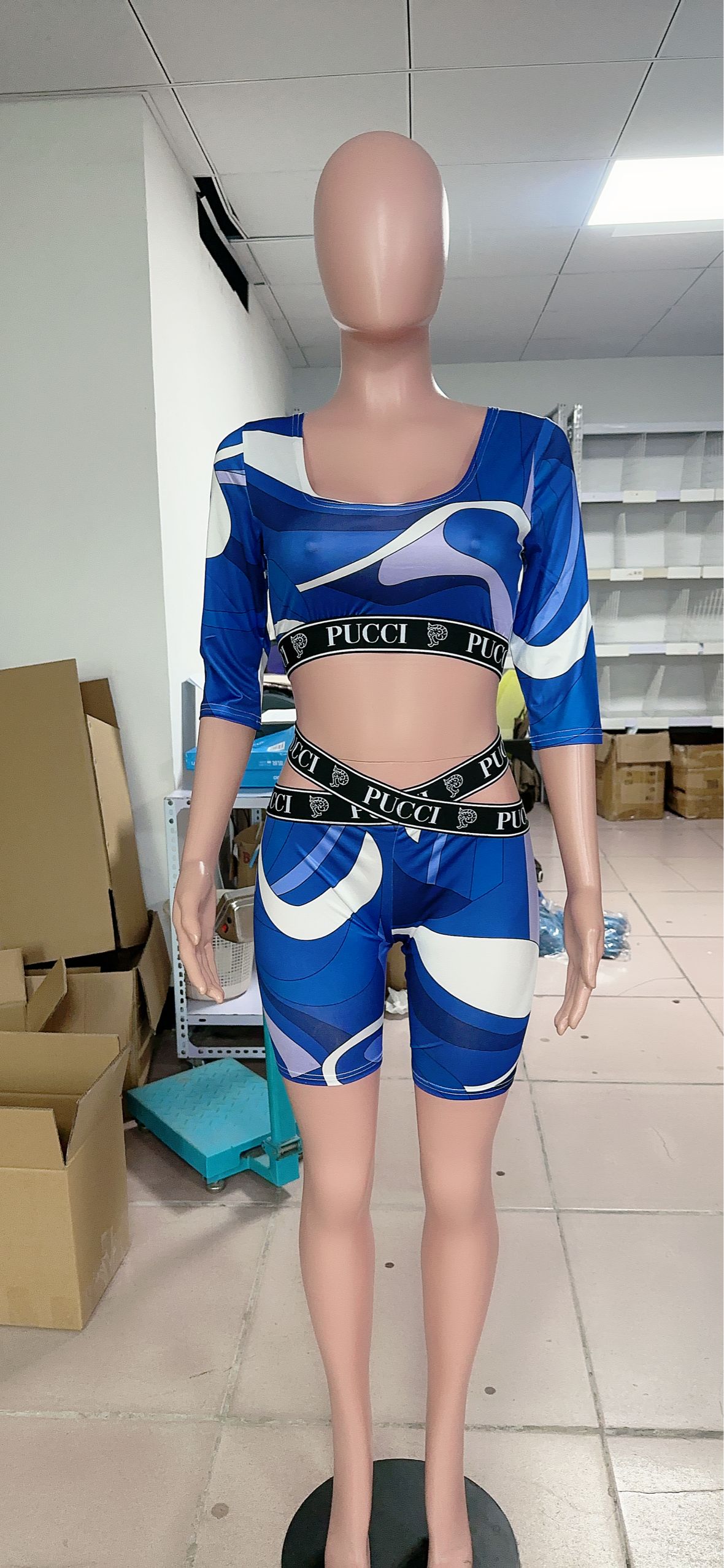 Women Fashion Printed Top and Shorts Two-piece Set 7