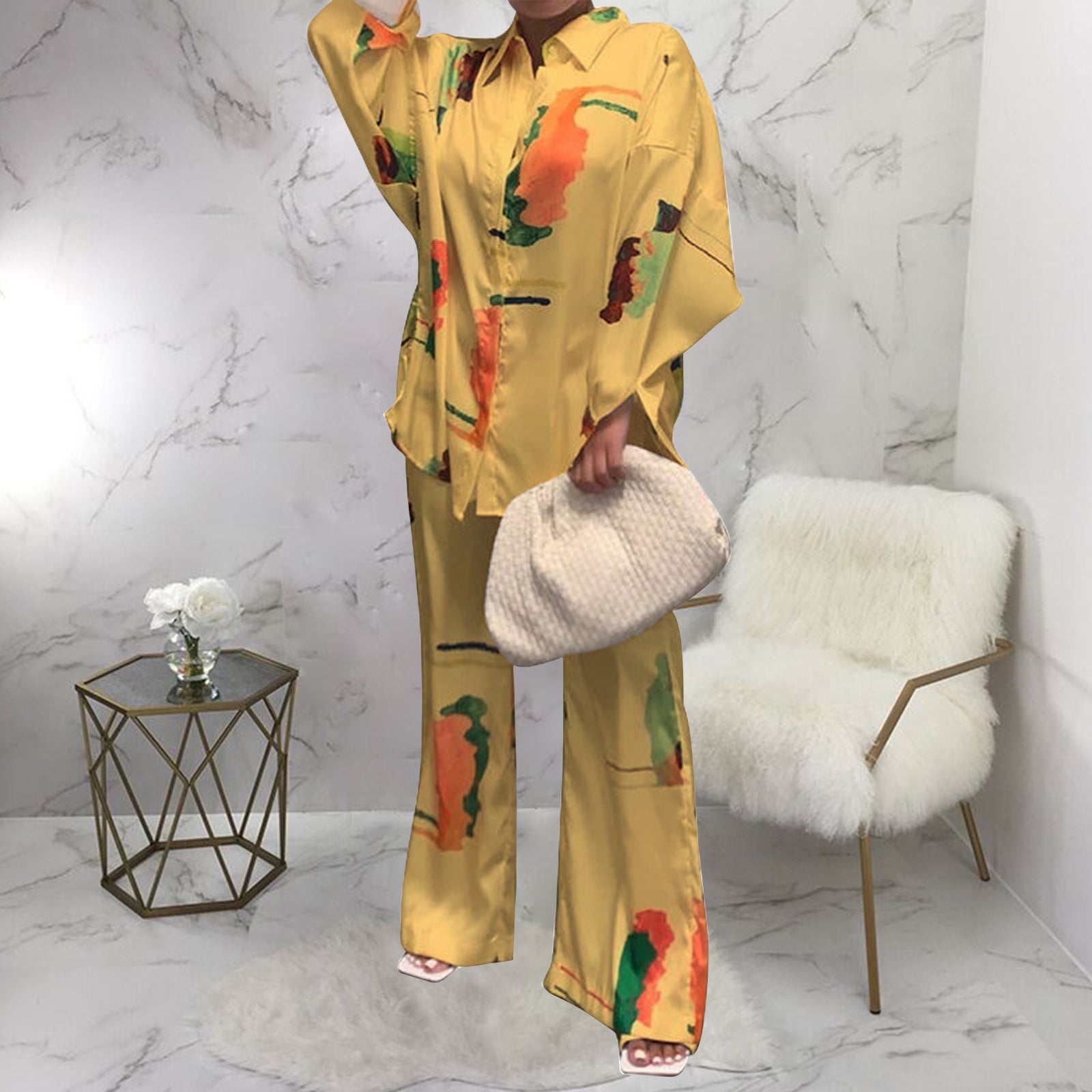 Women Homewear Long Sleeve Printed Two-piece Set 5